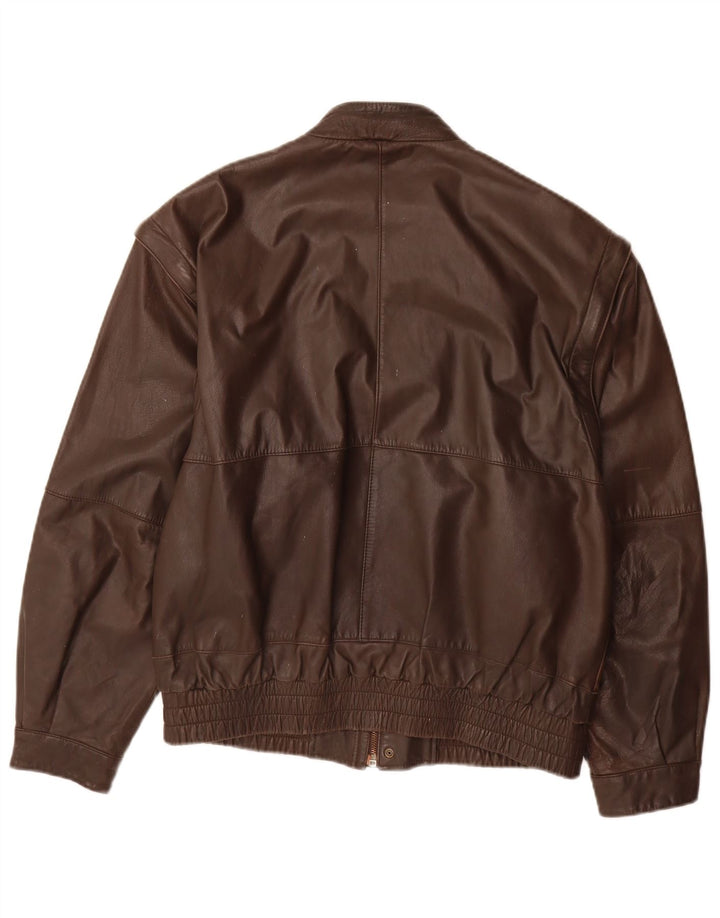 VINTAGE Læderjakke til mænd IT 48 Medium Brun Læder