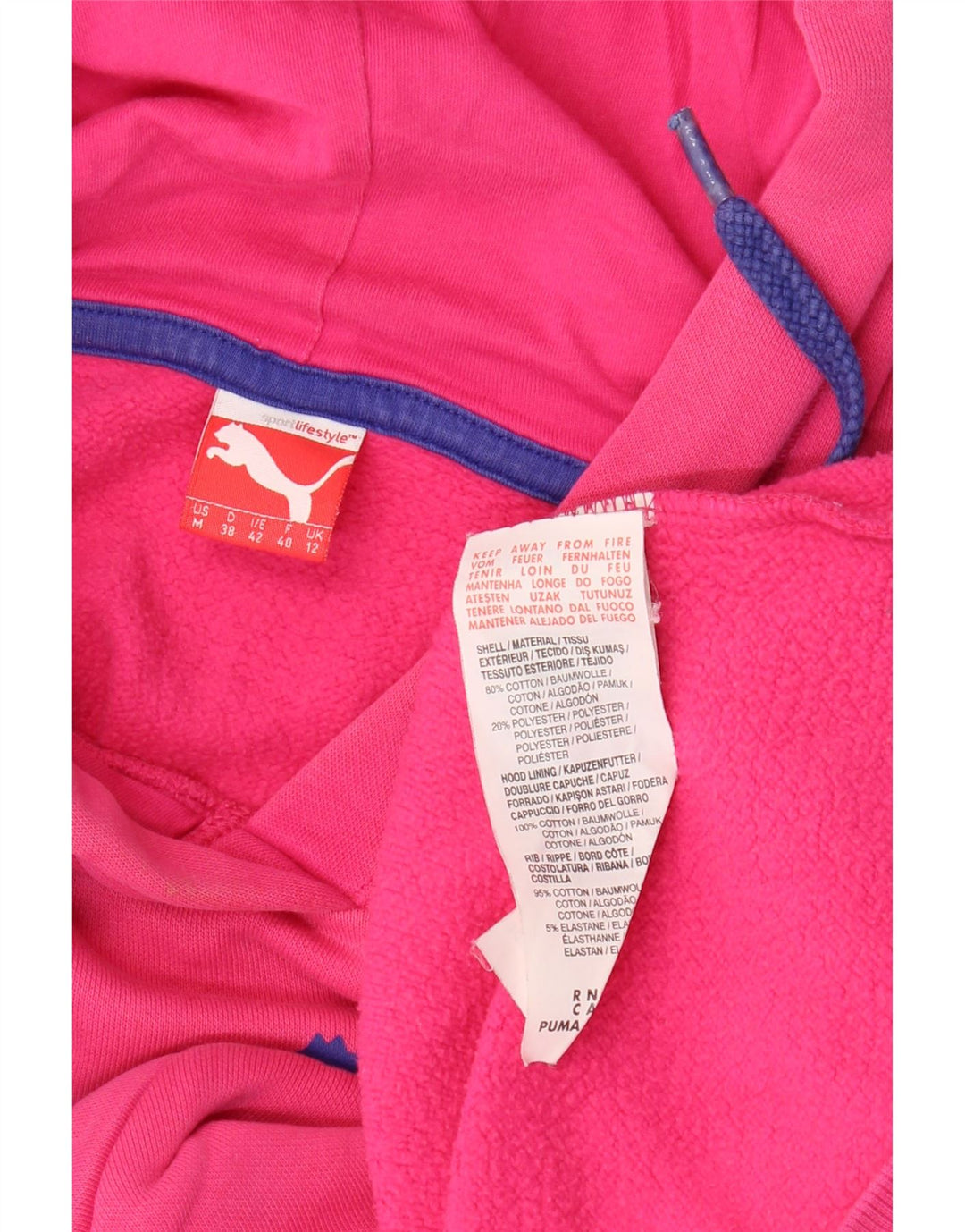 PUMA Grafisk hættetrøje til kvinder UK 12 Medium Pink Bomuld