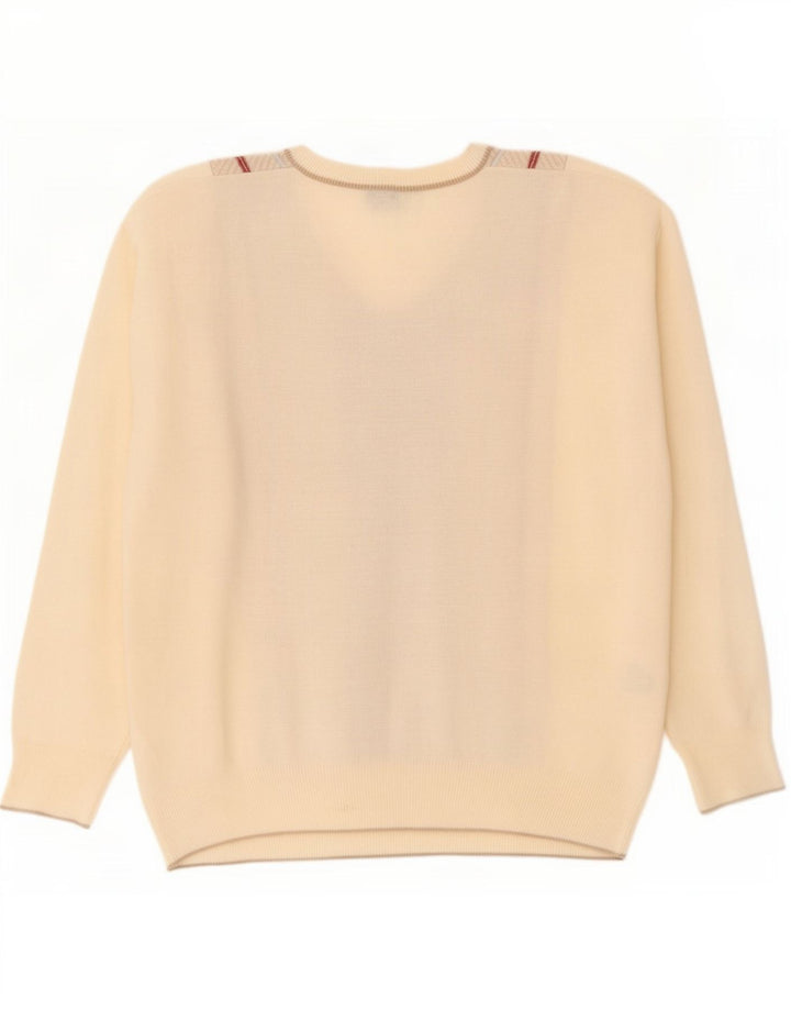 Gabicci Herre V-hals sweater XL Beige Colourblock Uld