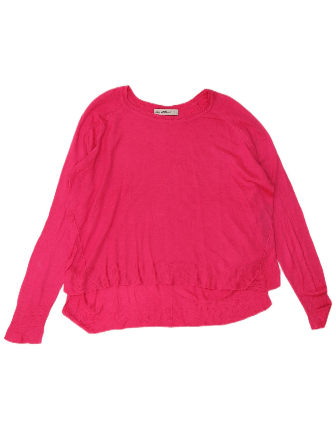 Zara Dame Oversized Boat Neck Jumper Sweater UK 14 Medium Pink Viscose