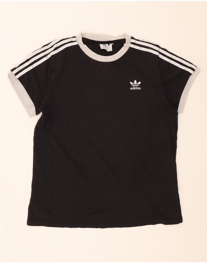 Adidas Dame T-Shirt Top UK 12 Medium Sort Bomuld