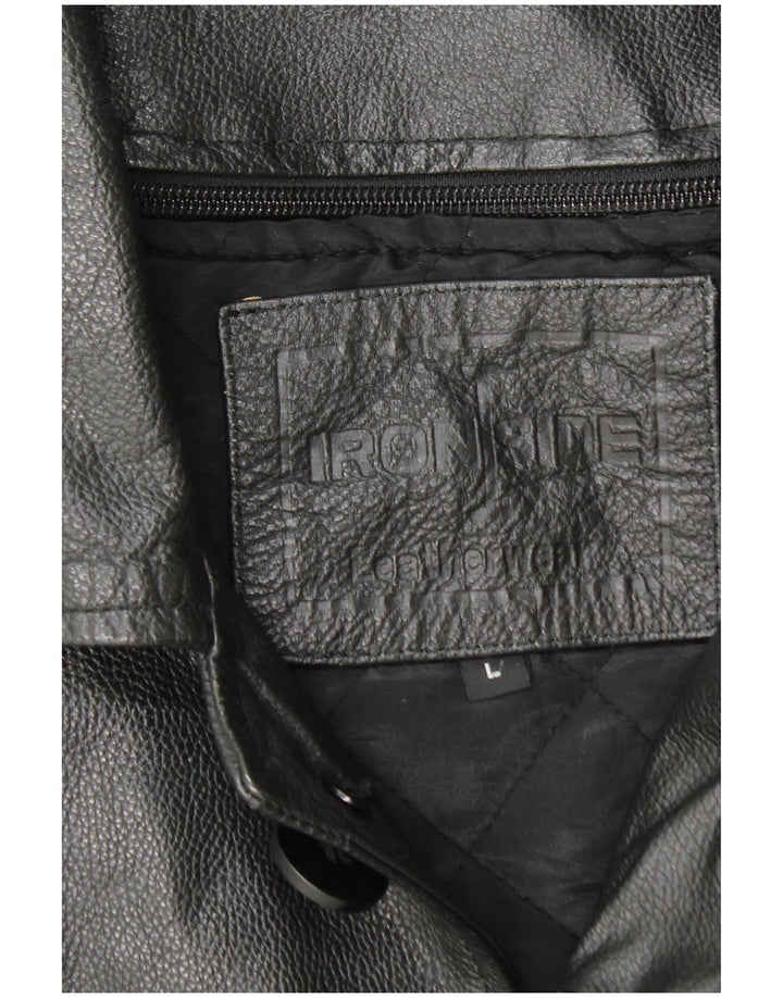 IRONSIDES Herre Læderjakke UK 40 Stor Sort Læder