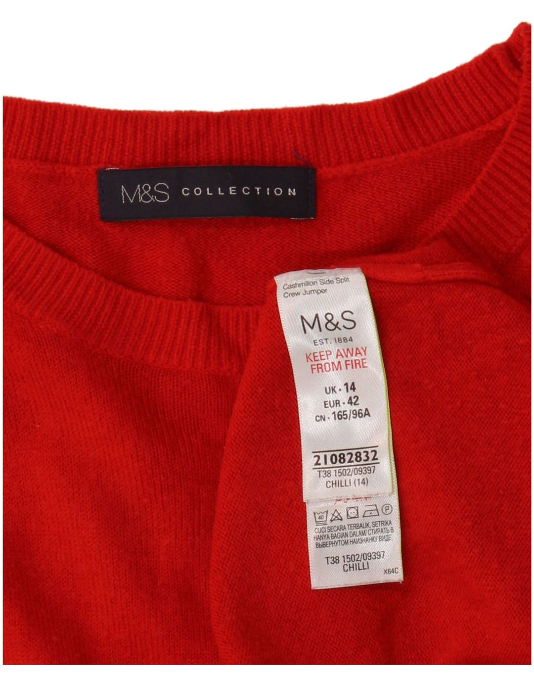 Marks & Spencer Dame Boat Neck Jumper Sweater UK 14 Large Red Acryl