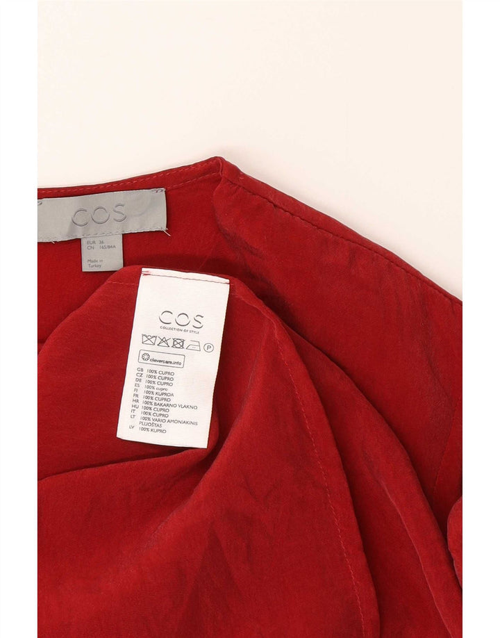 Cos Dame Langærmet Loose Fit Basic Kjole EU 36 Small Red Cupro