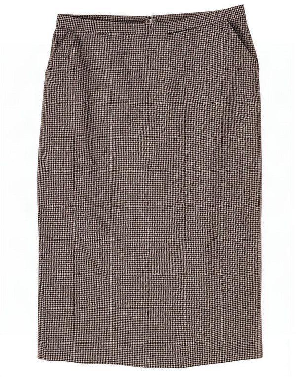 Vintage Midi-nederdel til kvinder UK 10 Small W28 Grey Houndstooth