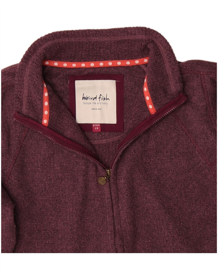 WEIRD FISH Dame oversized cardigan sweater UK 18 XL Burgundy Polyester