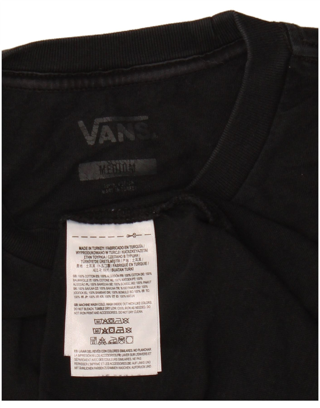 VANS Herre T-Shirt Top Medium Sort Bomuld