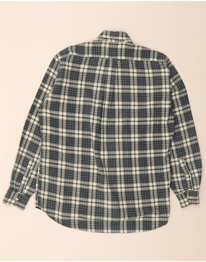 Vintage flannelskjorte til mænd mellemgrøn ternet bomuld