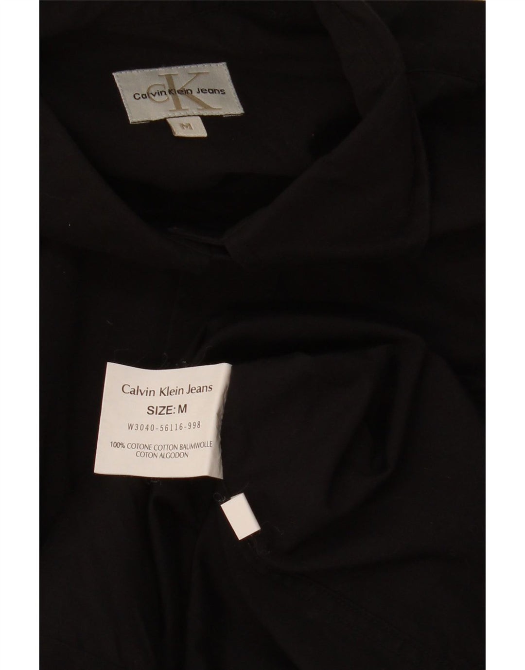 CALVIN KLEIN Dame Oversized skjorte UK 14 Medium Sort Bomuld