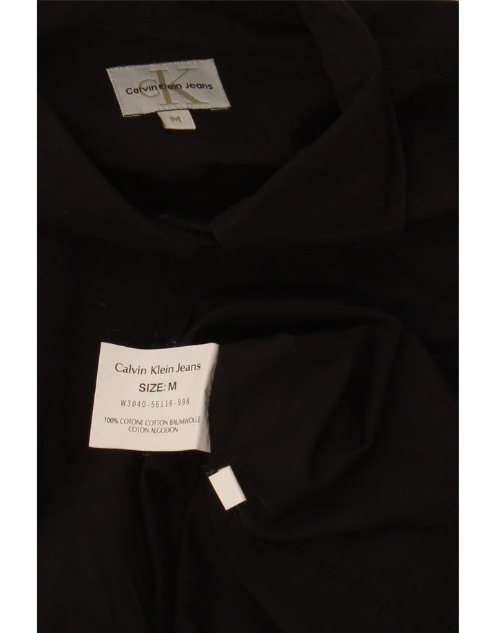 CALVIN KLEIN Dame Oversized skjorte UK 14 Medium Sort Bomuld