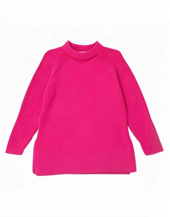 Marks & Spencer Dame Turtle Neck Jumper Sweater UK 14 Medium Pink Bomuld