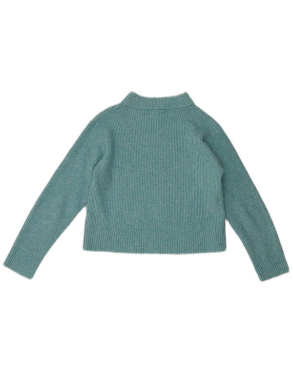 Zara Girls Crop Boat Neck Jumper Sweater 11-12 År Blå Polyester