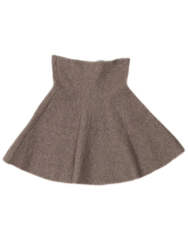 Zara Dame Højtalje Strik A-Line nederdel Small W26 Grå Viscose
