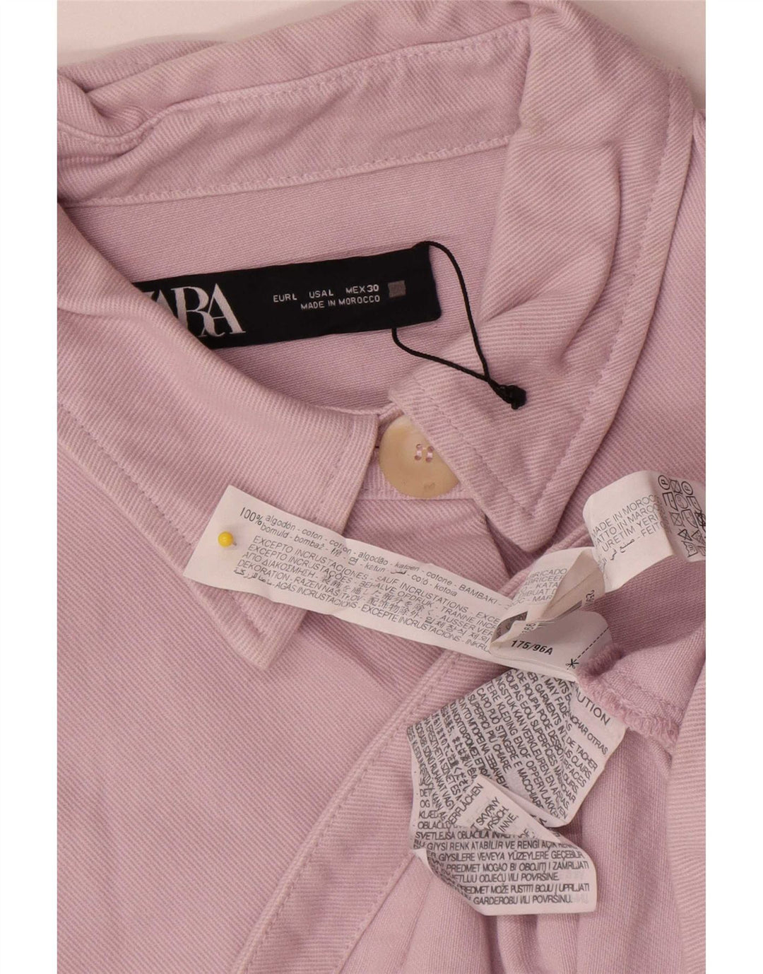 Zara Womens Crop Oversized denimjakke UK 16 Large Pink Cotton