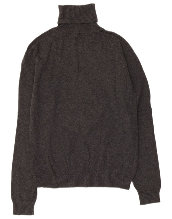 ZARA Dame Rullehals Sweater UK 18 XL Grå Bomuld