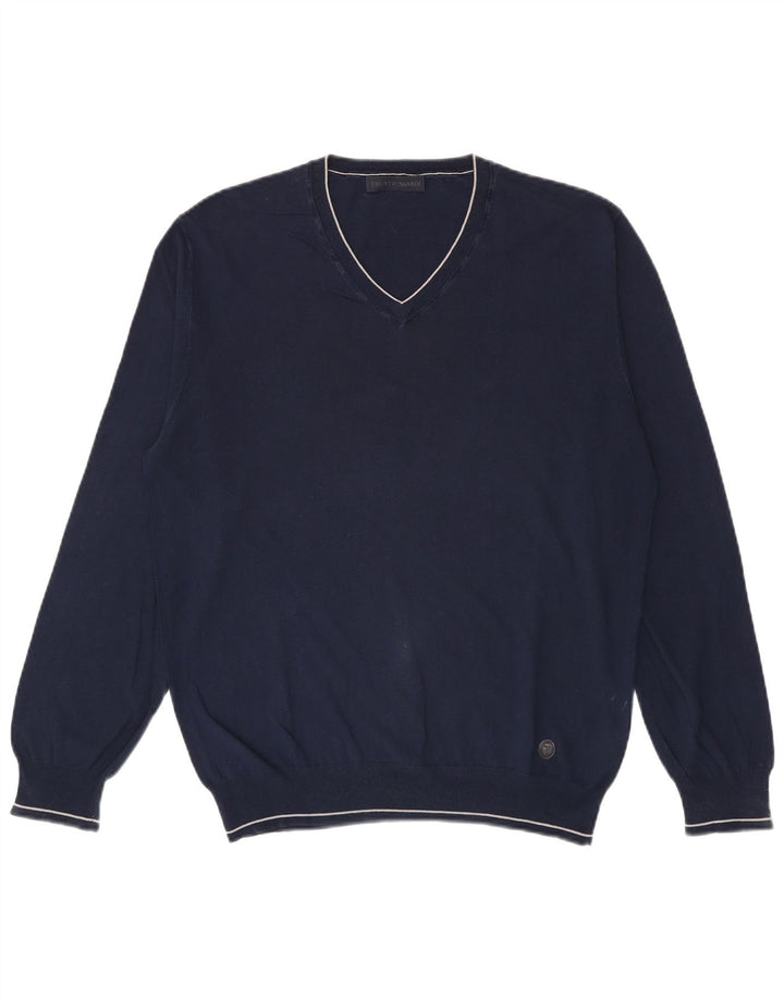 Trussardi Herre V-hals sweater Stor Marineblå