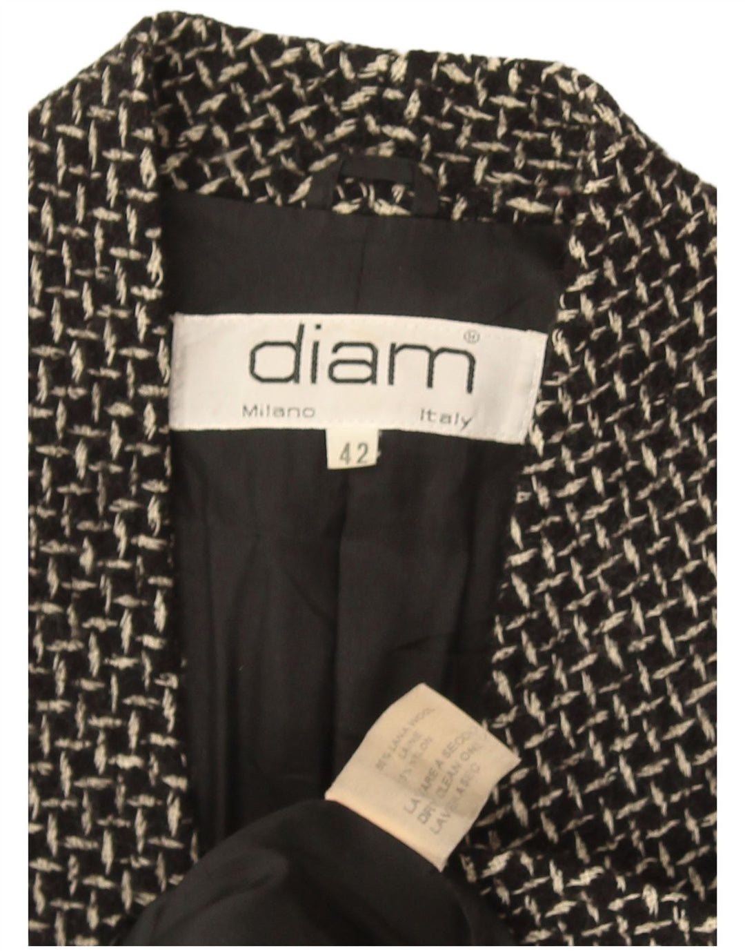 Vintage dame 3-knaps blazerjakke IT 42 Medium Sort Uld