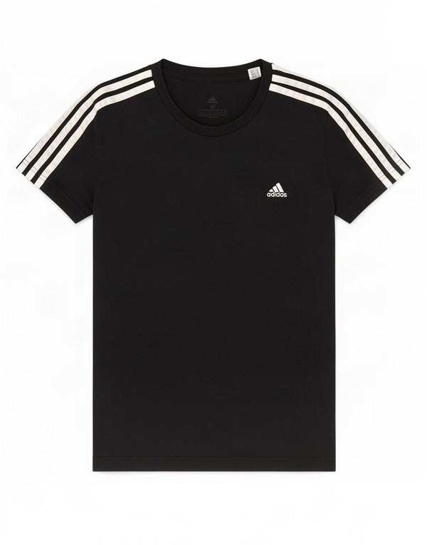 Adidas Dame T-Shirt Top UK 12/14 Medium Sort Bomuld
