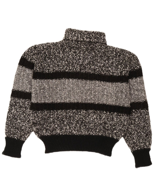 Lorsay Womens Crop Roll Neck Jumper Sweater UK 14 Medium Black Colourblock