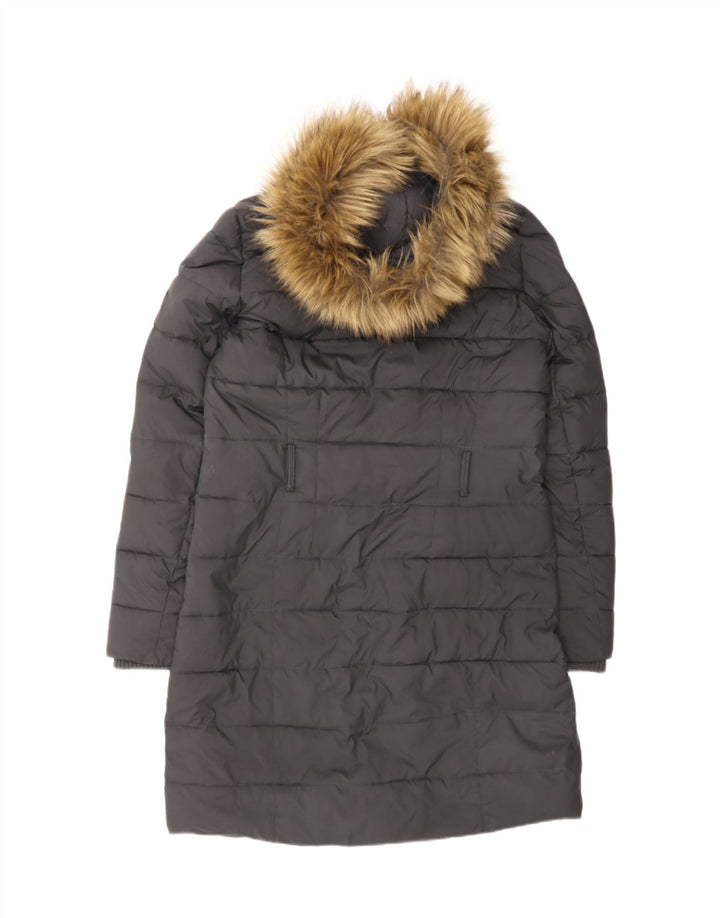 ABERCROMBIE & FITCH Womens Hooded Padded Coat UK 16 Large Grey Polyester Vintage Abercrombie & Fitch and Second-Hand Abercrombie & Fitch from Messina Hembry 