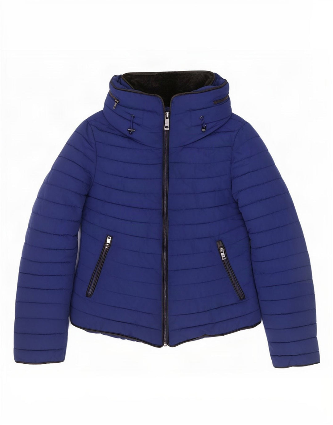 Zara Polstret hættejakke til kvinder UK 10 Small Blue