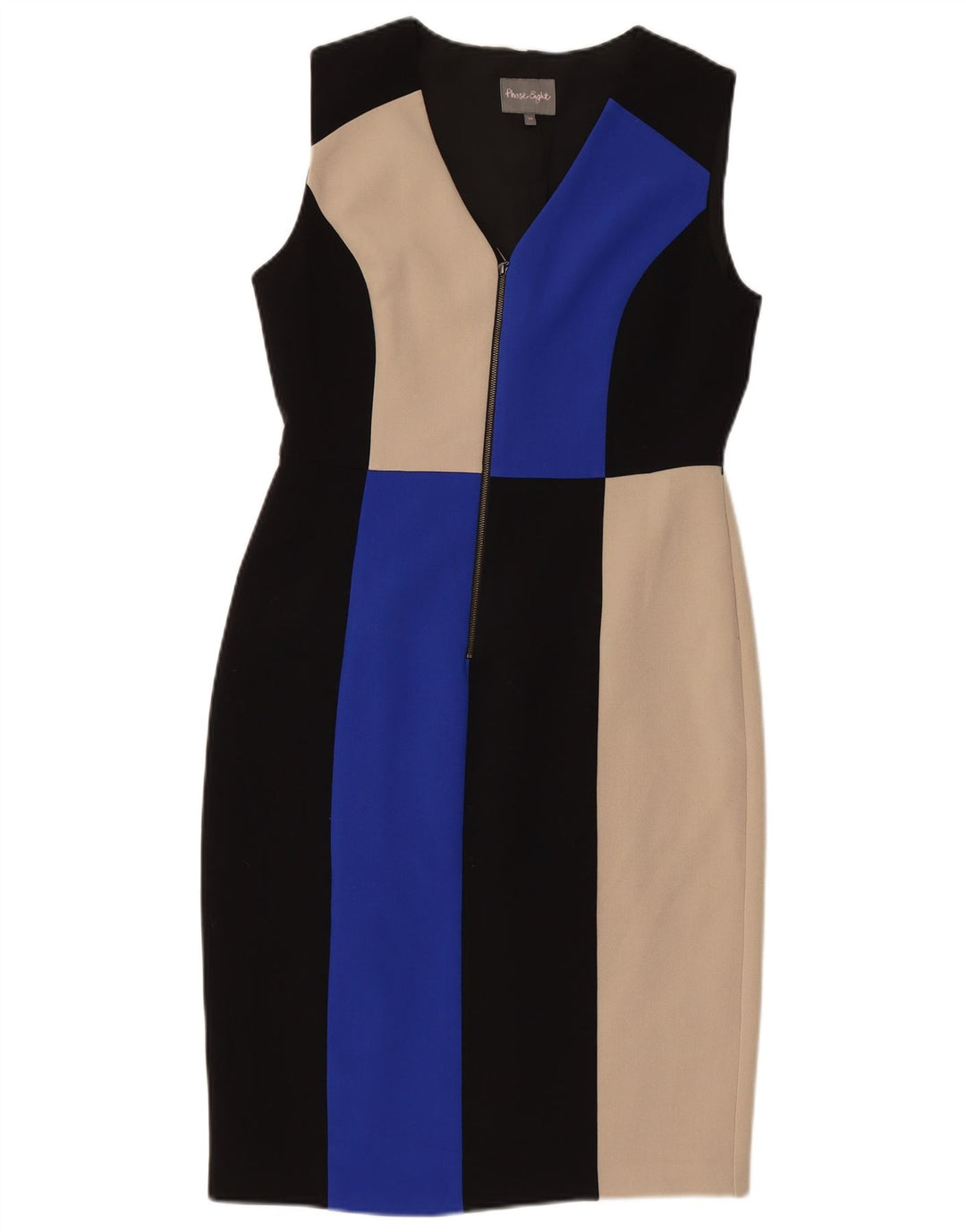 FASE otte Kvinders ærmeløs skedekjole UK 14 Medium Black Colourblock