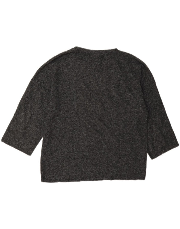 Zara Dame Oversized Top 3/4 ærme UK 10 Lille Grå Plettet