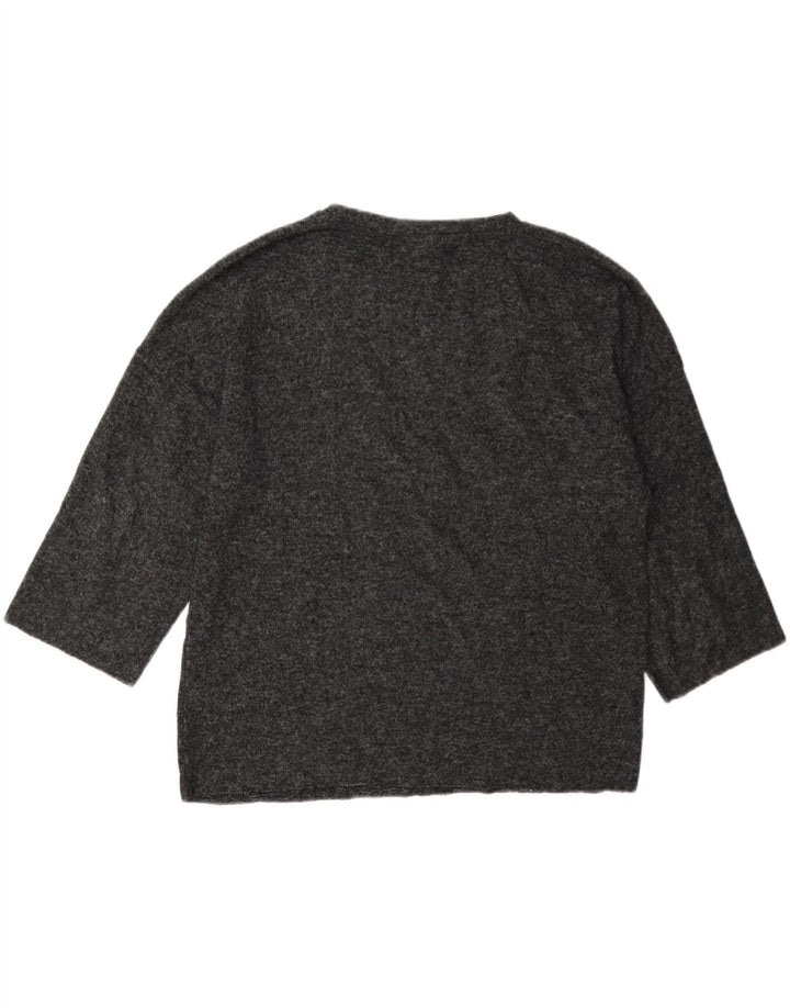 Zara Dame Oversized Top 3/4 ærme UK 10 Lille Grå Plettet