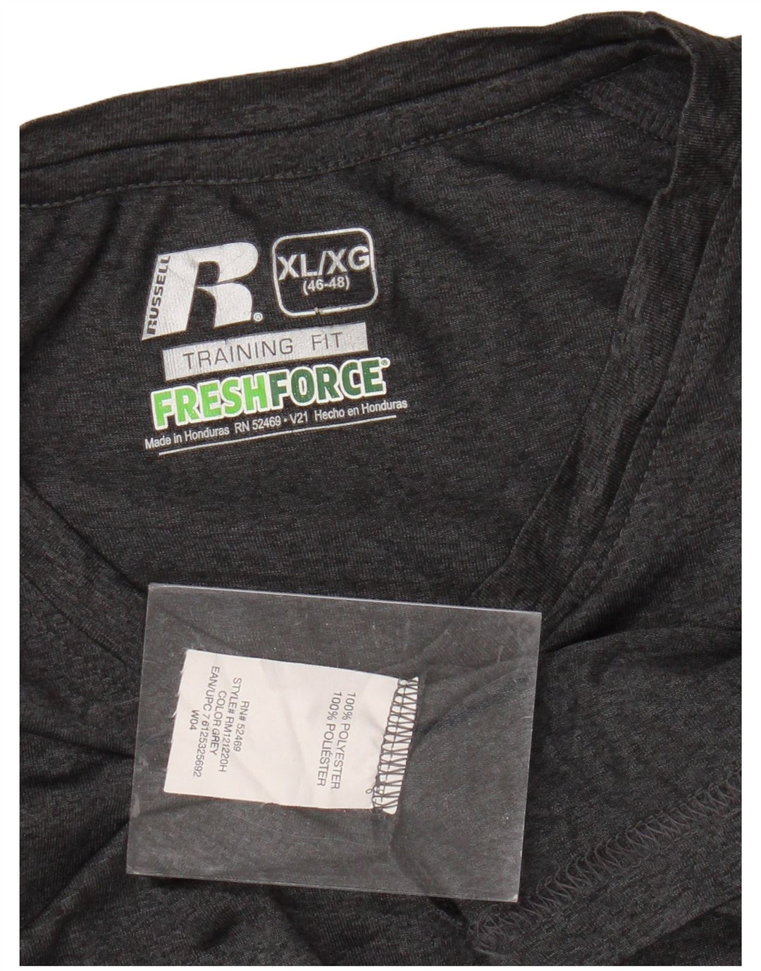 RUSSELL ATHLETIC Herre Dri-Power T-Shirt Top UK 46/48 XL Grå Polyester