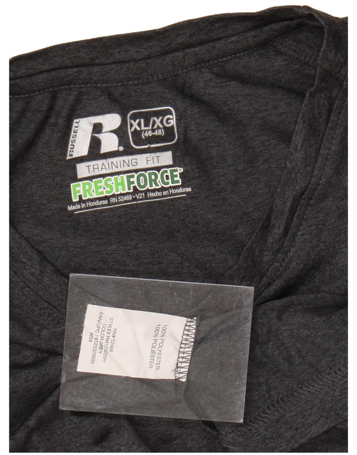 RUSSELL ATHLETIC Herre Dri-Power T-Shirt Top UK 46/48 XL Grå Polyester