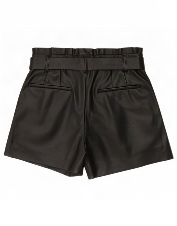 Zara Womens High Waist Hot Pants i imiteret læder Medium W30 Sort polyurethan