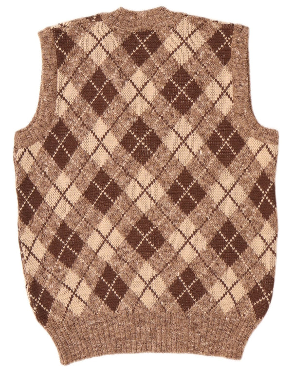 Dama Vest Tank Top Lille Brun Argyle/Diamant Wool
