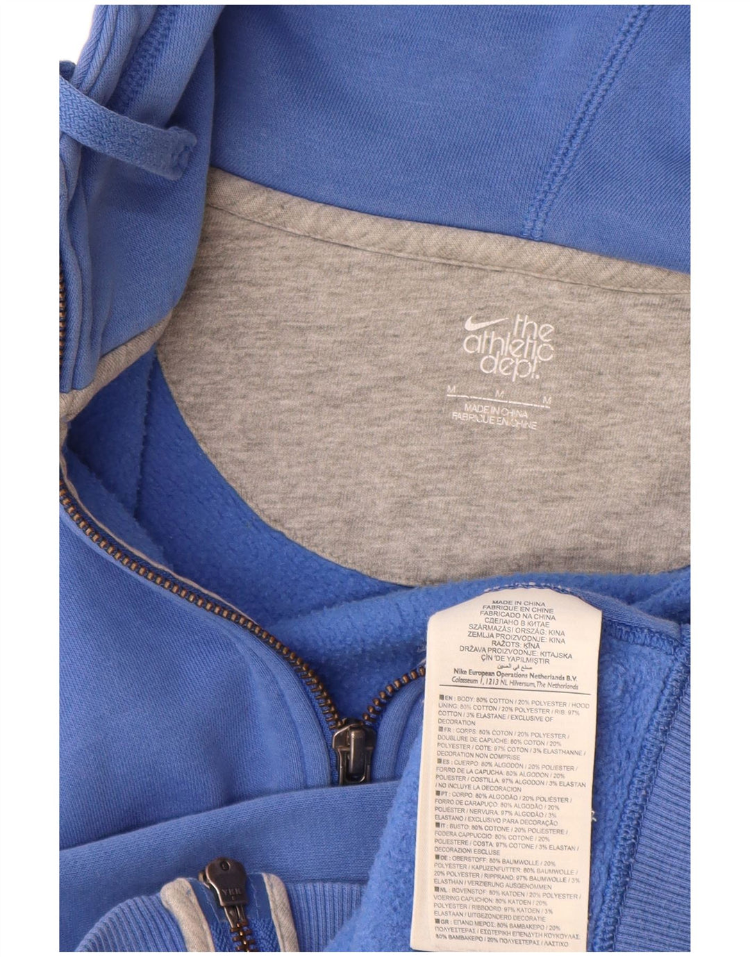 Nike hættetrøje med lynlås til kvinder UK 12 Medium Blue Bomuld