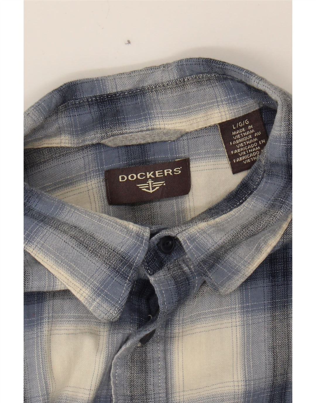 DOCKERS Mens Shirt Large Blue Check Cotton Vintage Dockers and Second-Hand Dockers from Messina Hembry 