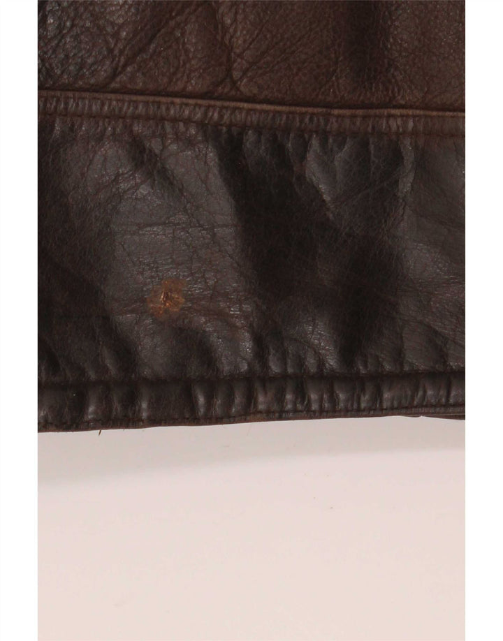 Vintage Herre Sherpa Læderjakke UK 40 Stor Brun