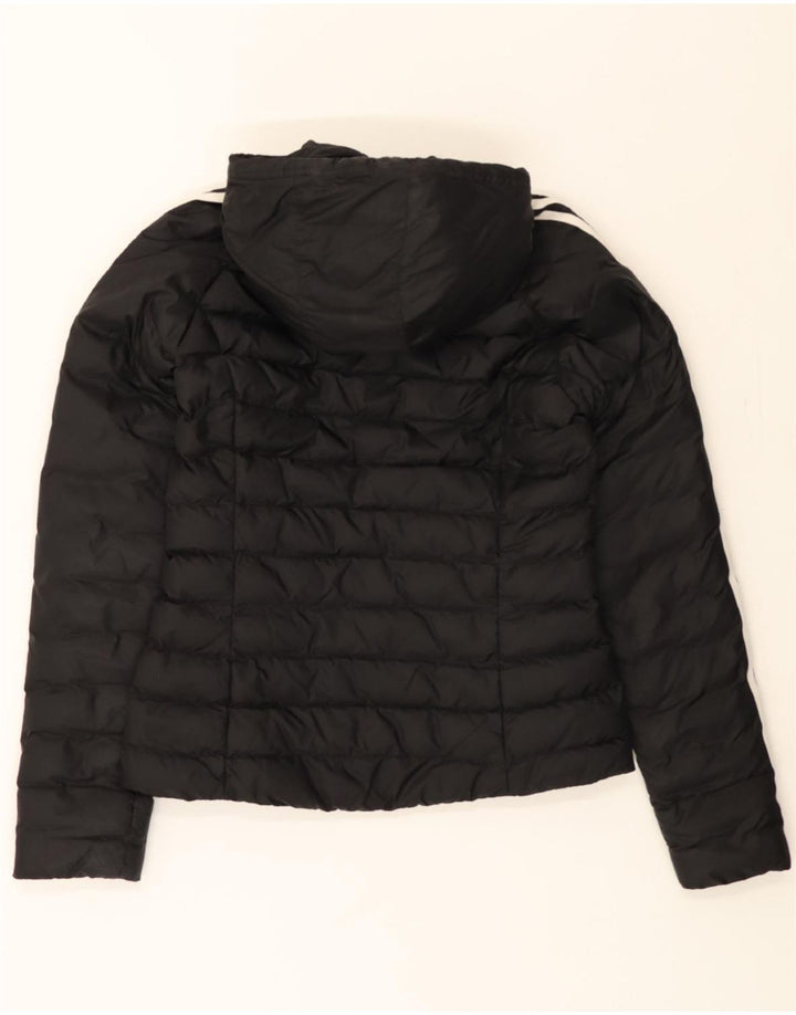ADIDAS Womens Hooded Padded Jacket UK 8 Small Black Nylon Vintage Adidas and Second-Hand Adidas from Messina Hembry 