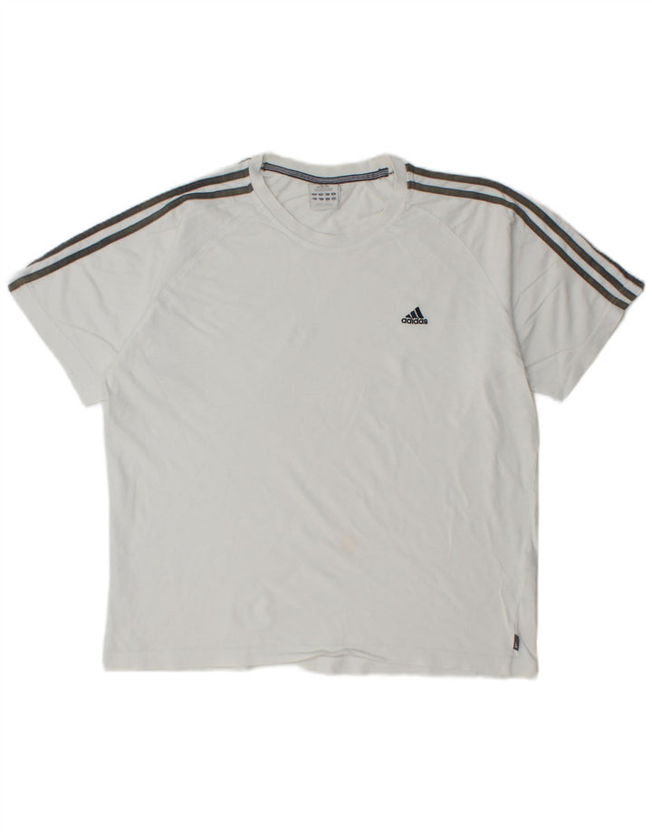 ADIDAS Herre T-Shirt Top Stor Hvid Bomuld