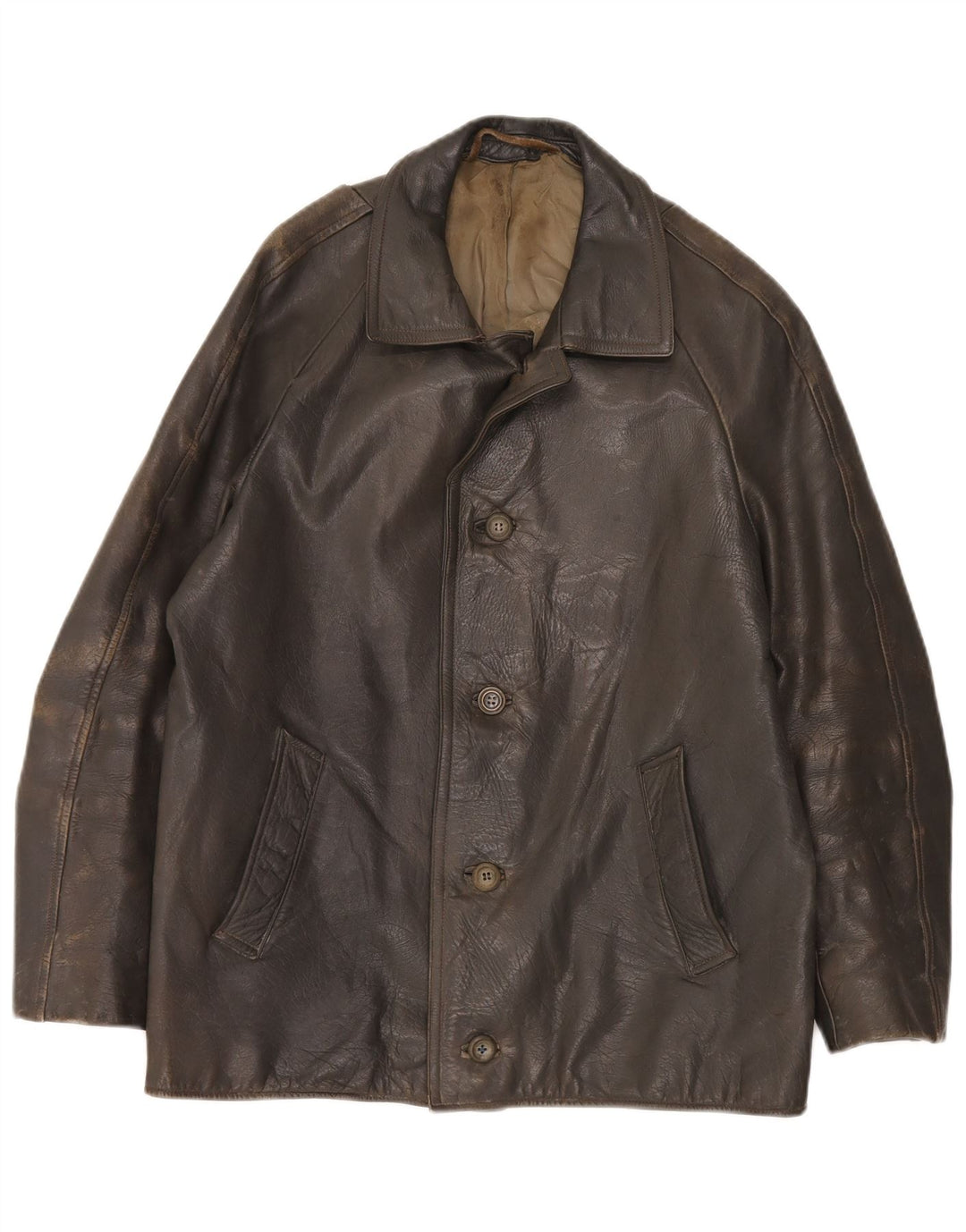 Vintage herre læderjakke IT 48 Medium Khaki