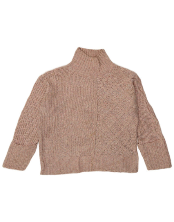 Marks & Spencer Dame Crop Turtle Neck Jumper Sweater UK 6 XS Pink Flecked