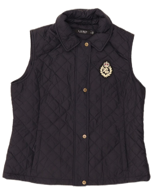 Ralph Lauren Dame Quilted Gilet UK 16 Large Navy Blue Polyester