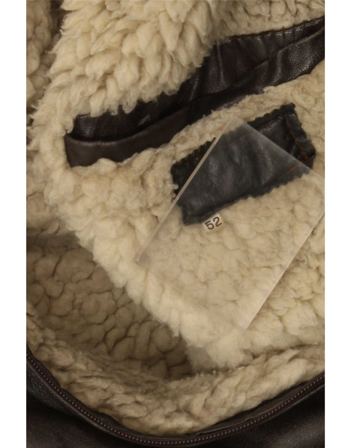 Vintage herre læder sherpajakke IT 52 XL Brun
