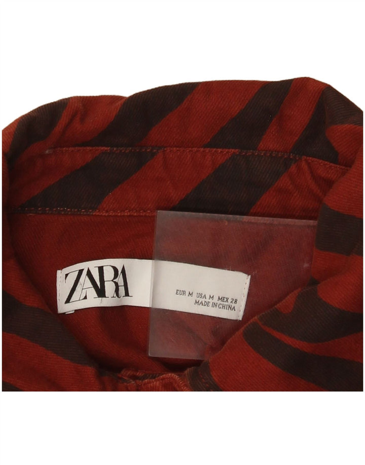 Zara Dame Oversized Denim Shirt UK 14 Medium Red Animal Print