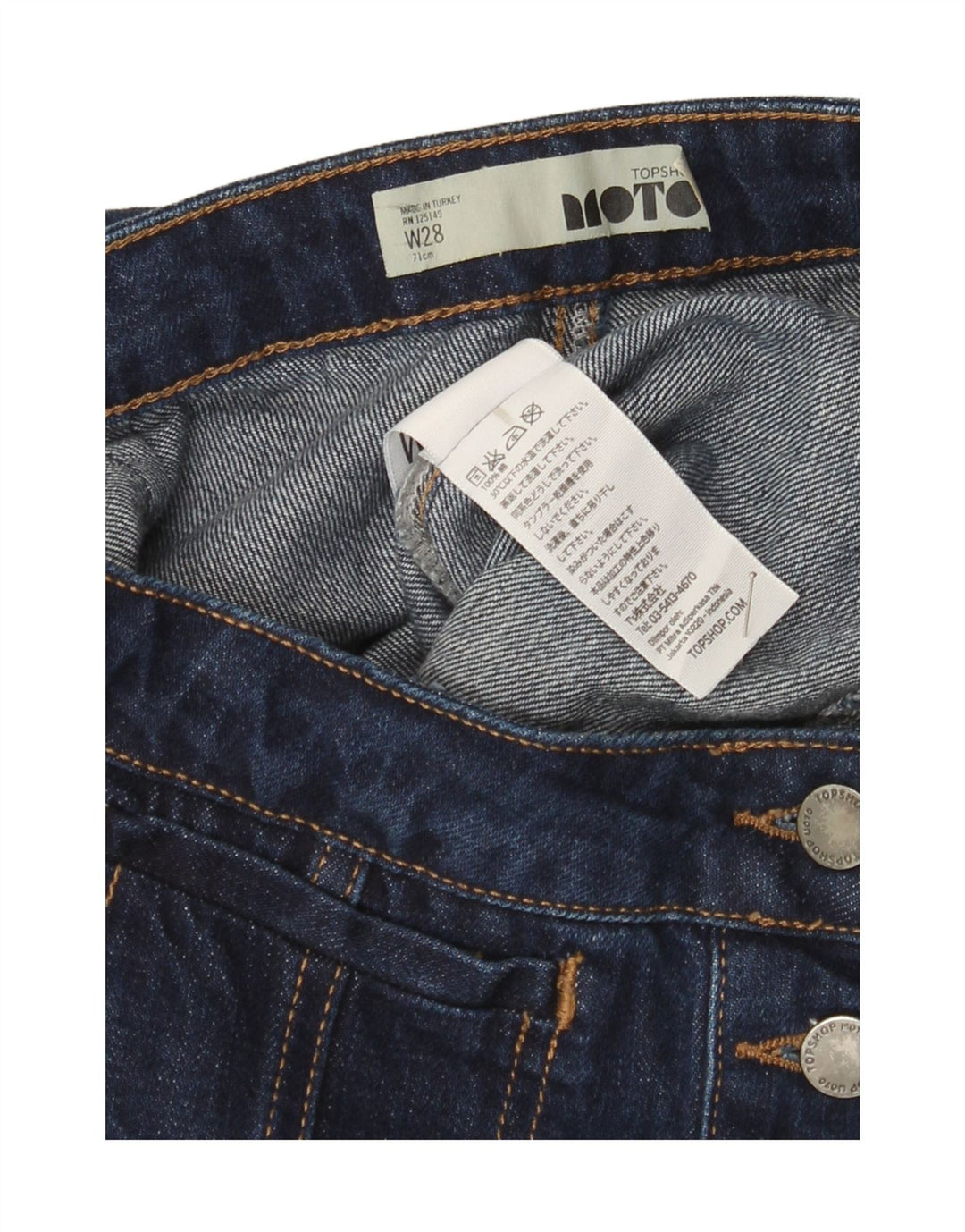 Topshop Dame Mini Denim Nederdel W28 Medium Navy Blue Bomuld