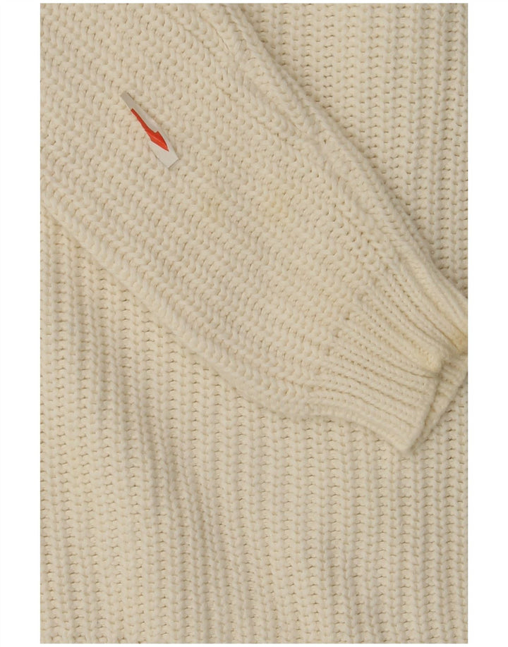Marks & Spencer dame cardigan sweater med lynlås UK 14 Medium hvid bomuld