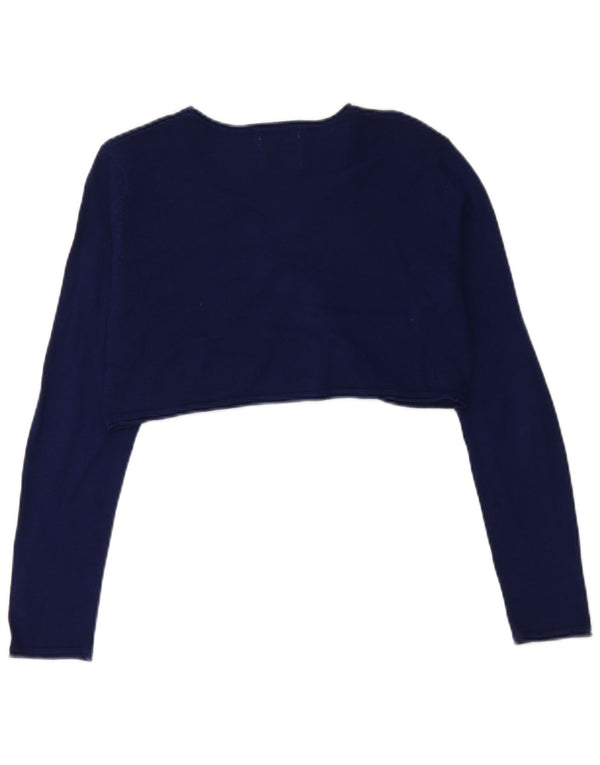 ZARA Girls Crop Cardigan Sweater 13-14 år Navy Blue Floral
