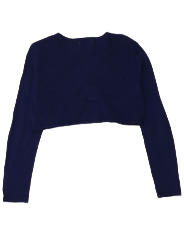 ZARA Girls Crop Cardigan Sweater 13-14 år Navy Blue Floral