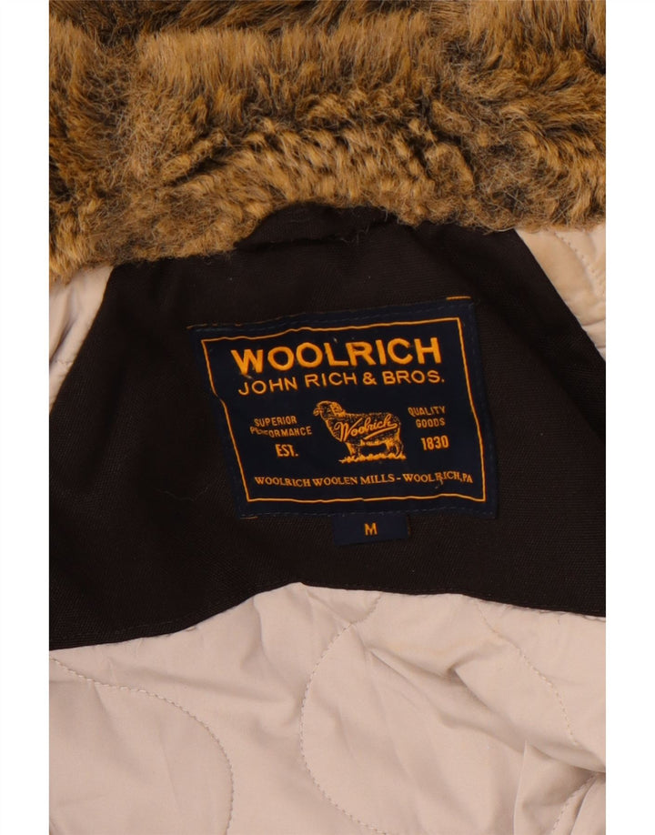 WOOLRICH Parkajakke med hætte til kvinder UK 12 Medium Sort