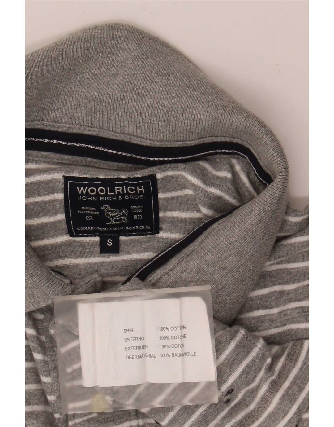 Woolrich herre poloshirt lille grå stribet bomuld