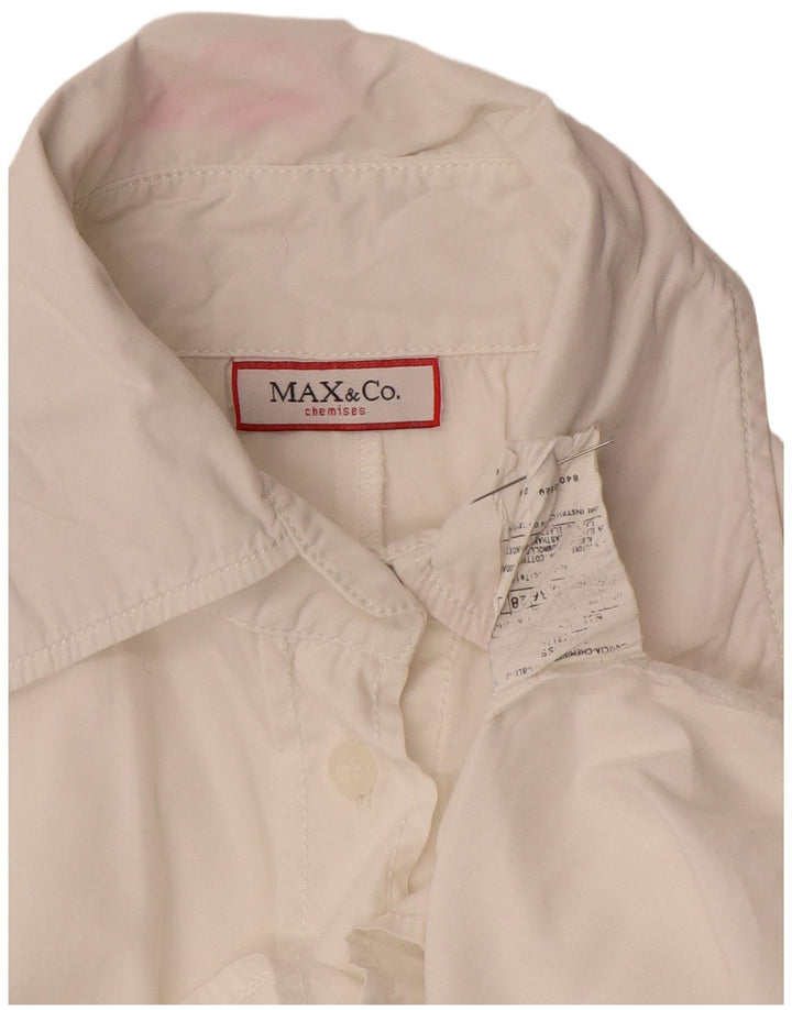 Max & Co. Dame Chemises Skjorte UK 12 Medium Hvid Bomuld