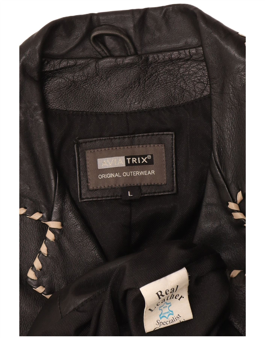 Aviatrix læderfrakke til kvinder UK 14 Stor sort læder